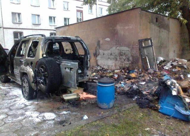 Po godz. 12 &#8211; tej przy ul. Tarnowskiej w Kielcach doszło do pożaru komory silnika w samochodzie osobowym Nissan Maxima, wskutek zapalenia się materiału wygłuszającego komorę silnika. Przed przybyciem straży pożarnej właściciel pojazdu ugasił pożar gaśnicą proszkową. Działania ratowników ograniczyły się do zabezpieczenia miejsca zdarzenia, odłączenia akumulatora i zakręcenia zaworu na zbiorniku z gazem LPG. Po godz. 15 &#8211; tej do MSK Kielce wpłynęło następne zgłoszenie o pożarze samochodu przy ul. Żeromskiego w Kielcach. Po przybyciu na miejsce zdarzenia zastępów PSP stwierdzono, że w wyniku podpalenia śmietników z tworzywa sztucznego zapalił się samochód osobowy Jeep Cheroke.
