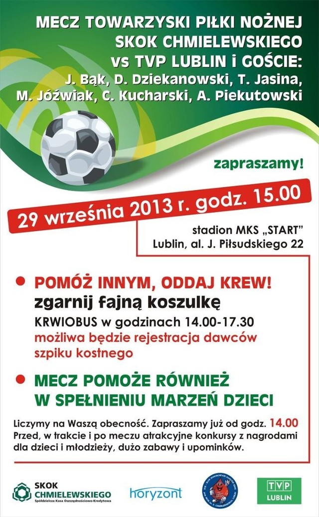 Lublin: Mecz charytatywny dla ciężko chorych chłopców