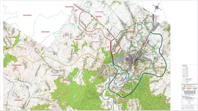 Różne warianty budowy zachodniej obwodnicy Przemyśla.
