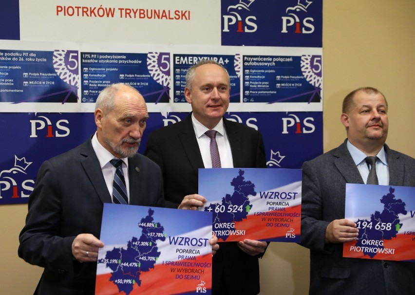 Konferencja PiS w Piotrkowie po wyborach 2019: Macierewicz...