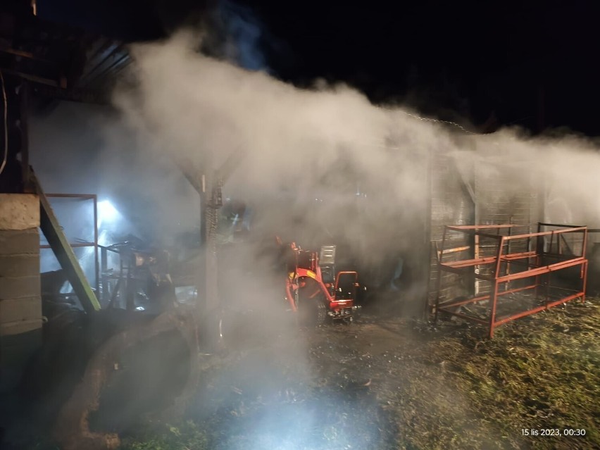 Pożar budynków gospodarczych w gminie Rakoniewice