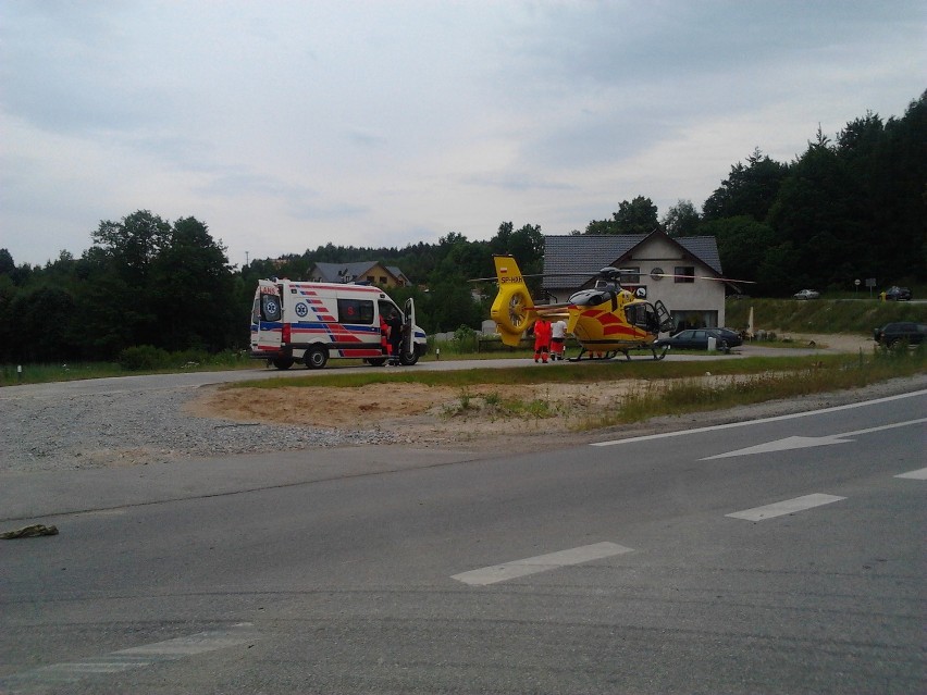 Rowerzysta helikopterem zabrany z trasy Przodkowo- Kobysewo