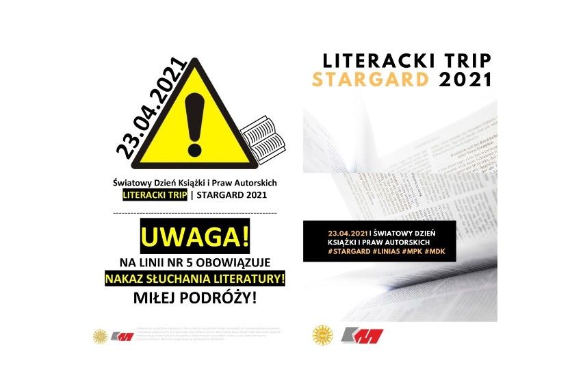 MDK Stargard i stargardzkie MPK zapraszają w piątek 23 kwietnia na LITERACKI TRIP 2021 z okazji Światowego Dnia Książki i Praw Autorskich