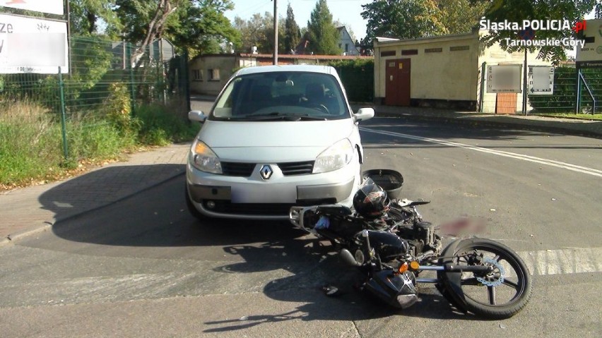 Wypadek motocyklisty w Tarnowskich Górach, ranny 57-latek [ZDJĘCIA]