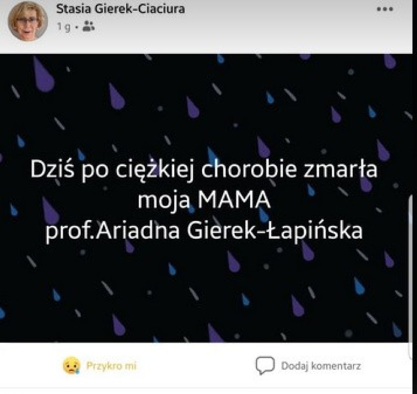 Prof. Ariadna Gierek-Łapińska nie żyje. Była wybitną okulistką, uratowała wzrok tysiącom pacjentów
