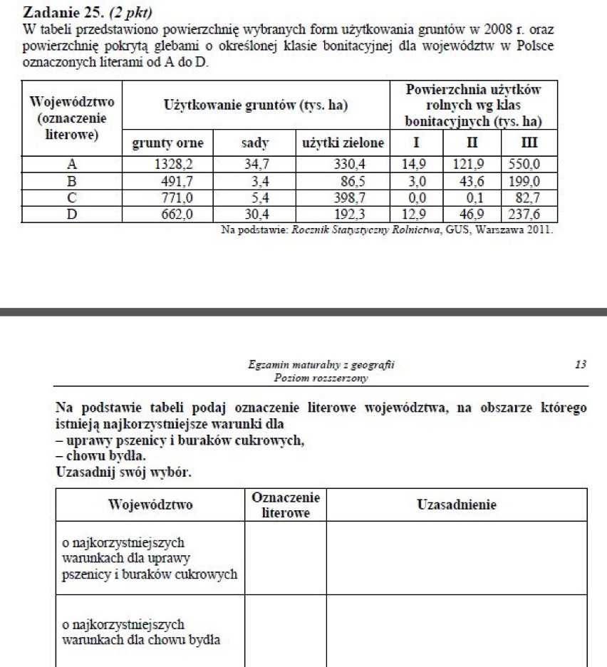 GEOGRAFIA MATURA 2013 ODPOWIEDZI ARKUSZE - maj 2013