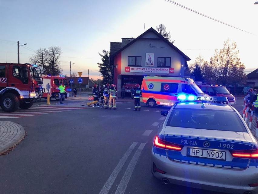 Wypadek na rondzie w Komprachcicach