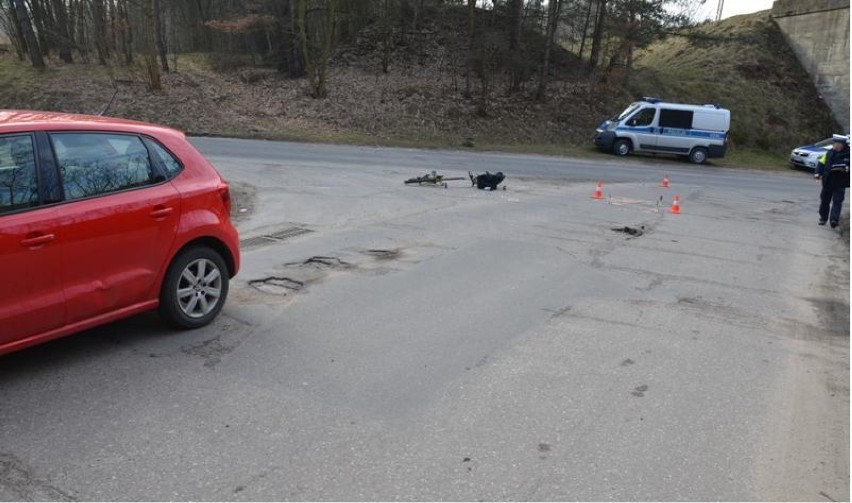 Wypadek w Chodzieży - ciężko ranny rowerzysta trafił do szpitala w Pile