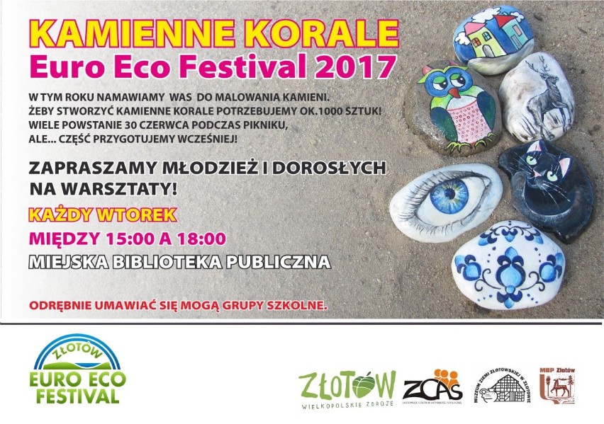 Kamienne Korale na Euro Ecco Festiwal 2017. Malowanie w Miejskiej Bibliotece Publicznej w Złotowie