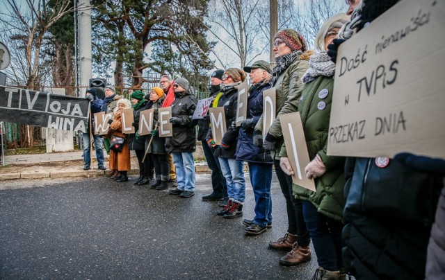 Protest pod TVP w Gdańsku.