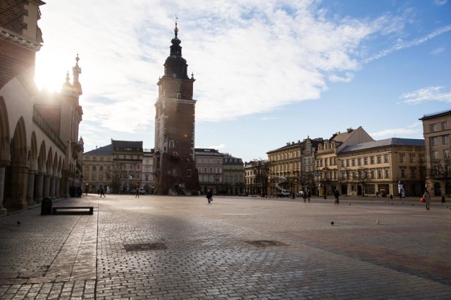Centrum Krakowa wraz z pandemią koronawirusa kompletnie opustoszało