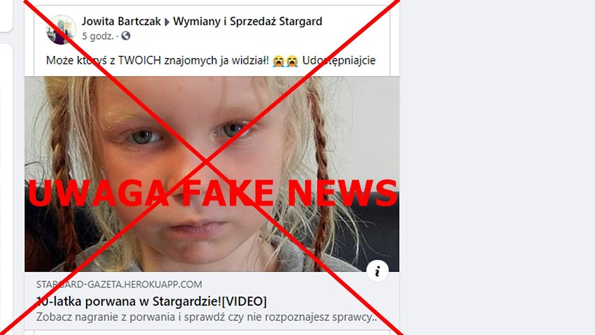 Policja: w Stargardzie NIE PORWANO DZIECKA!!! Na Facebooku znów krąży fałszywa informacja