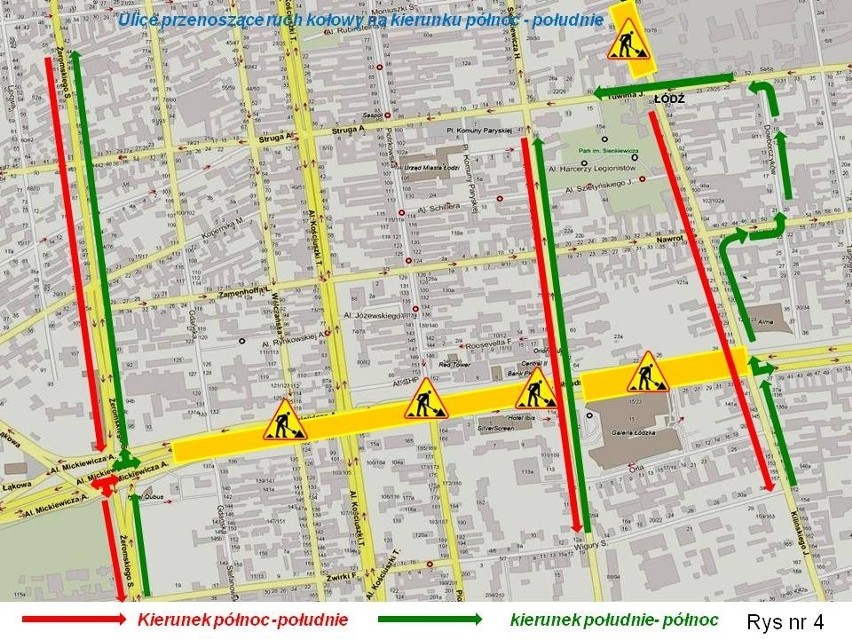 Mapa nr 4: Czynne dla ruchu w relacji północ południe...