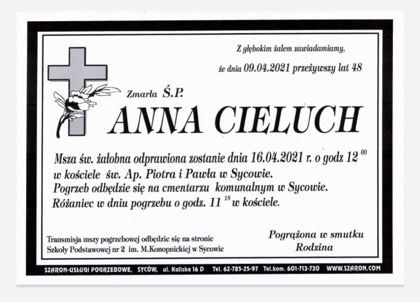 Znamy termin uroczystości pogrzebowych Anny Cieluch z Sycowa    
