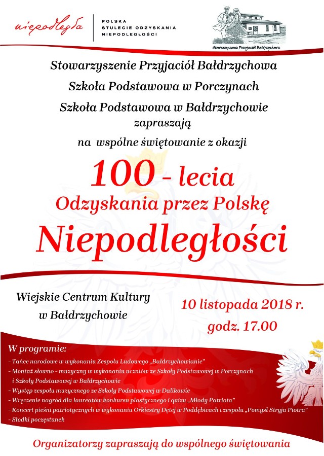 100-lecie odzyskania przez Polskę niepodległości w Bałdrzychowie