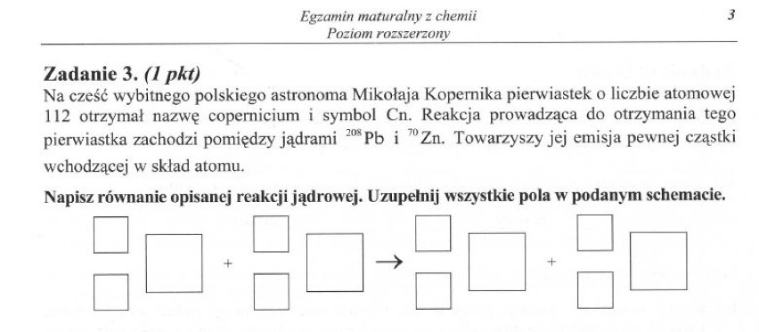 CHEMIA - ARKUSZ - POZIOM ROZSZERZONY