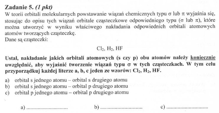 CHEMIA - ARKUSZ - POZIOM ROZSZERZONY