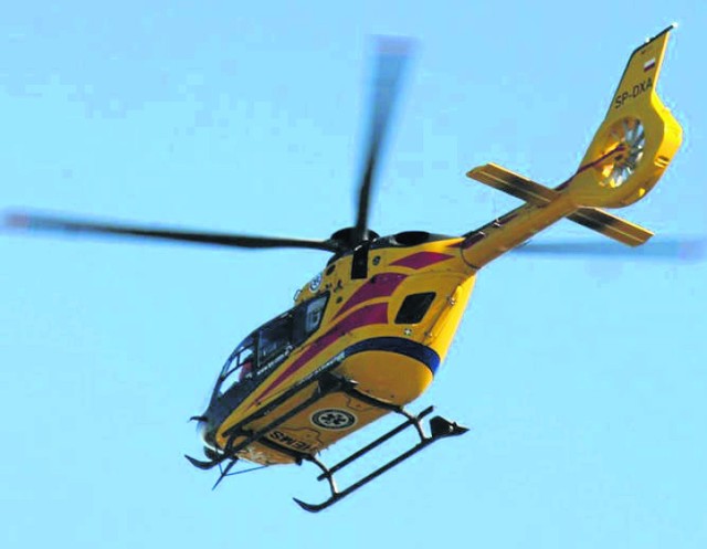 Helikopter LPR podczas jednego z lądowań w naszym szpitalu