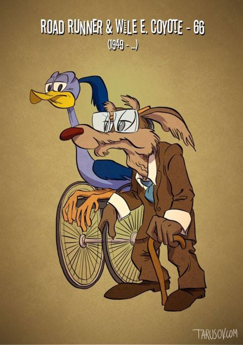 Stary Kaczor Donald i bezdomny Goofie. Zobaczcie, jak zestarzeli się bohaterowie kreskówek