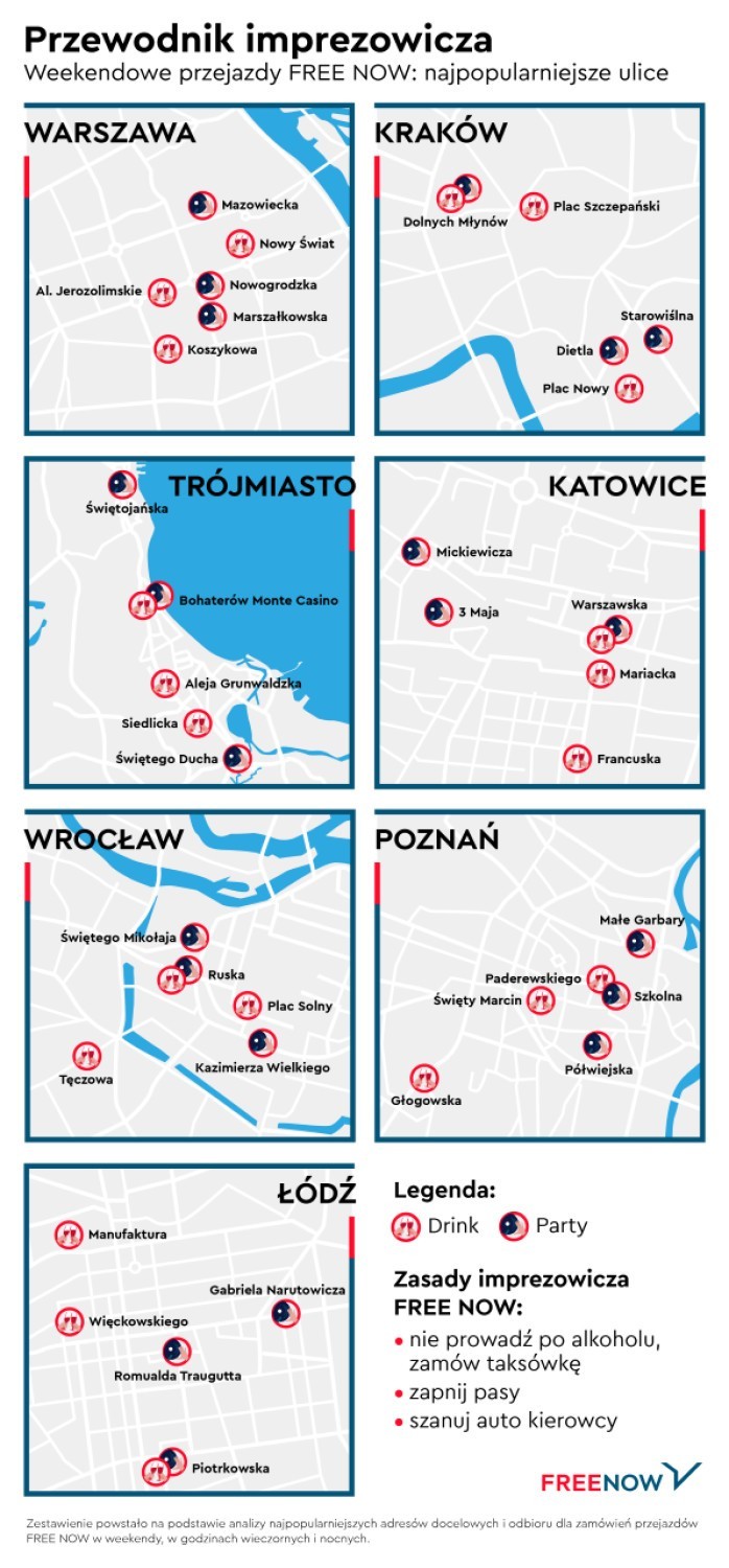 Imprezowe ulice w stolicy. Stąd warszawiacy zamawiają...