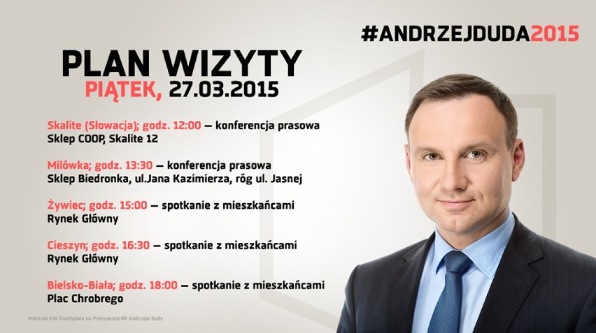 Andrzej Duda w Żywcu, Bielsku-Białej, Cieszynie, Milówce i... Skalite