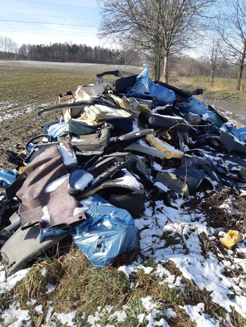 Wyrzucił odpady samochodowe na pole. Zidentyfikowano go, bo w śmiecach były dokumenty