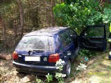 Wypadek pod Słupcą - samochód wjechał w drzewo