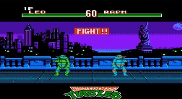 Turtles. Leonardo, Raphale, Donatello i Michaelangelo. Czyli Wojownicze Żółwie Ninja pokazują swoje umiejętności. Oczywiście na miarę możliwości elektroniki tamtych czasów.