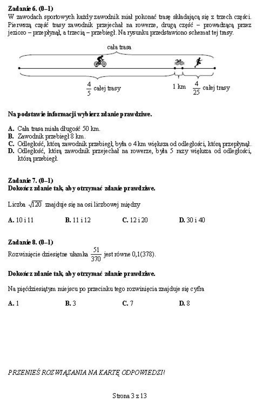 Egzamin gimnazjalny 2014. Matematyka [TESTY, ODPOWIEDZI]