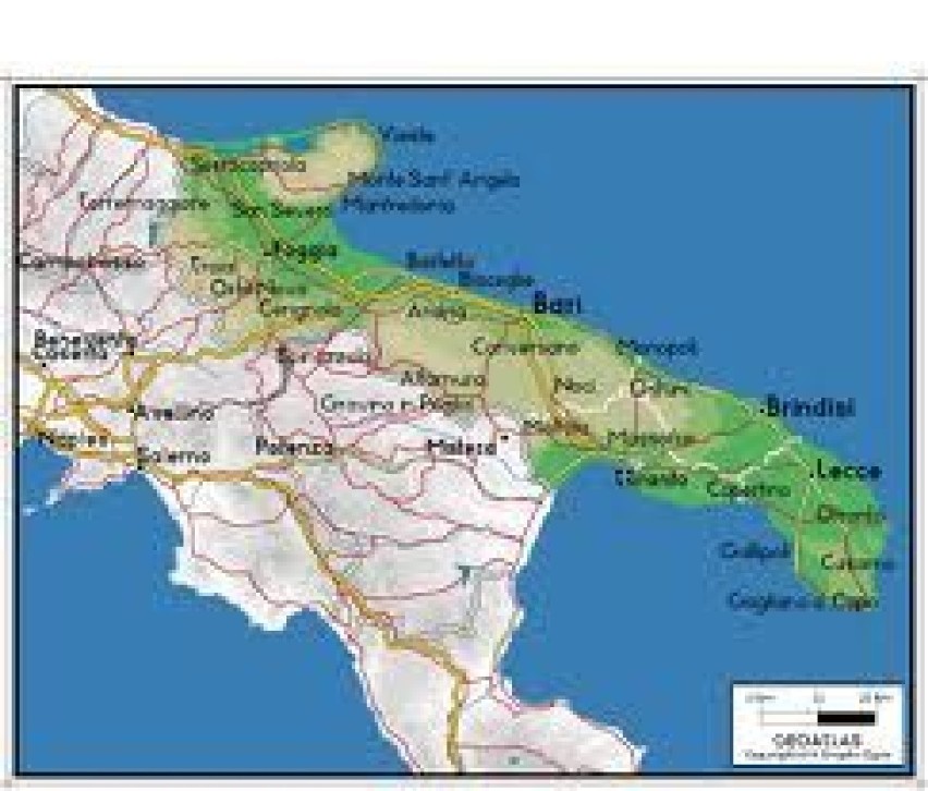 Zielonym kolorem na mapie zaznaczono Apulię.