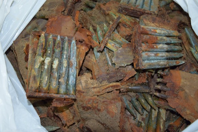 Z ziemi wykopano blisko 400 sztuk amunicji karabinowej z okresu II wojny światowej