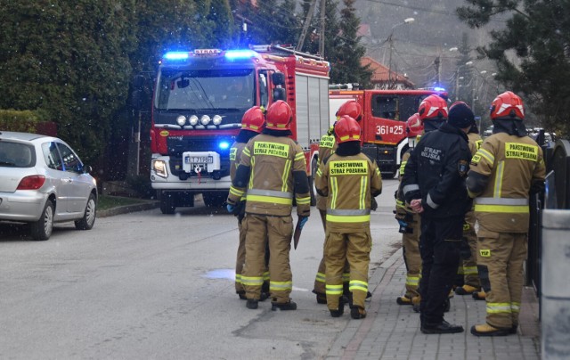 Akcja straży pożarnej na ulicy Zamkowej w Tarnowie