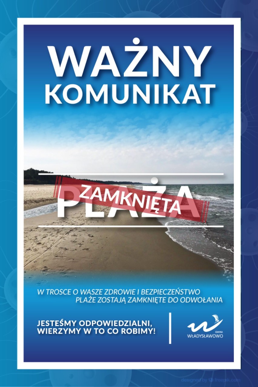 Gmina Władysławowo - wstęp na plaże jest zamknięty