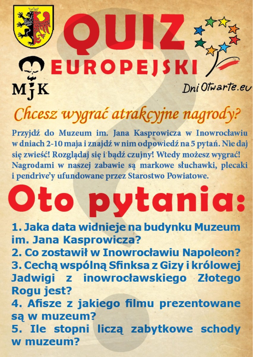 Quiz europejski w Muzeum im. Jana Kasprowicza w Inowrocławiu 