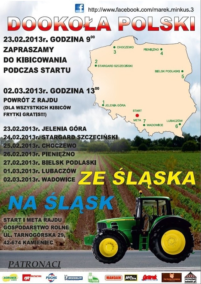 Oficjalny plakat wyprawy Marka Minkusa dookoła Polski