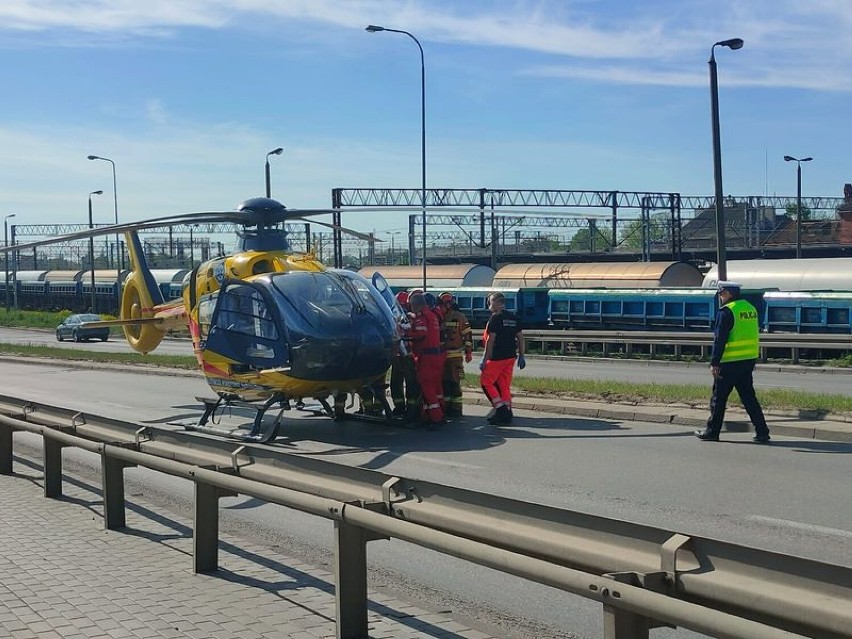 Malbork. Groźny wypadek na wiadukcie kolejowym. Po rannego przyleciał śmigłowiec LPR 