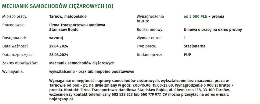 Praca w Tarnowie i okolicach za 8 tysięcy złotych na rękę? Zobaczcie najatrakcyjniejsze oferty z Powiatowego Urzędu Pracy w Tarnowie