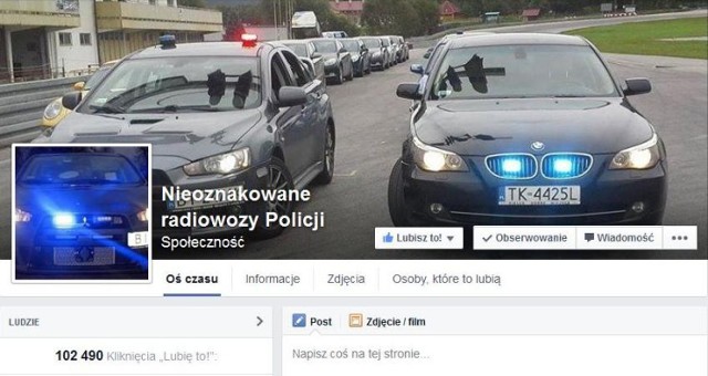 Nieoznakowane radiowozy policji na Facebooku