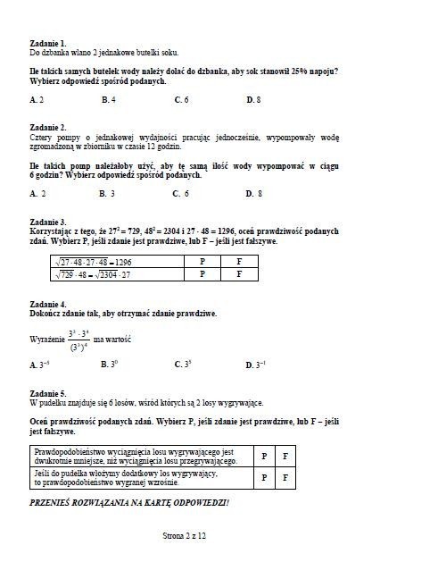 Próbny egzamin gimnazjalny 2012/2013: Matematyka [ARKUSZE, ODPOWIEDZI wkrótce]
