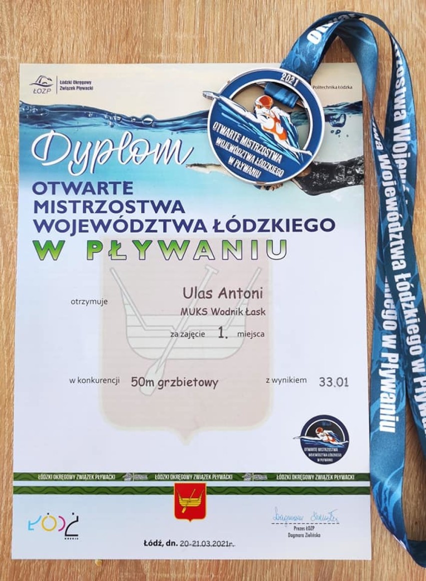 Pływacki talent z Sieradza. 14-letni Antek Ulas, zawodnik MUKS Wodnik Łask mistrzem i wicemistrzem województwa. Celem - Olimpiada (zdjęcia)