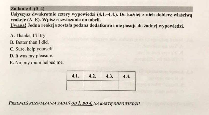 Egzamin gimnazjalny 2016 język angielski, poziom podstawowy. Arkusze, pytania, odpowiedzi, przecieki