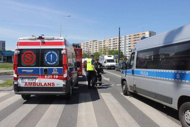 Wypadek motocyklisty na Wyszyńskiego w Łodzi