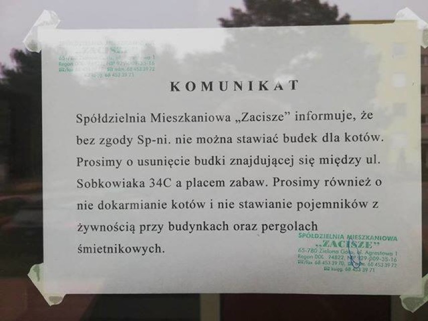 Tak wyglądało ogłoszenie wywieszone przez spółdzielnię.