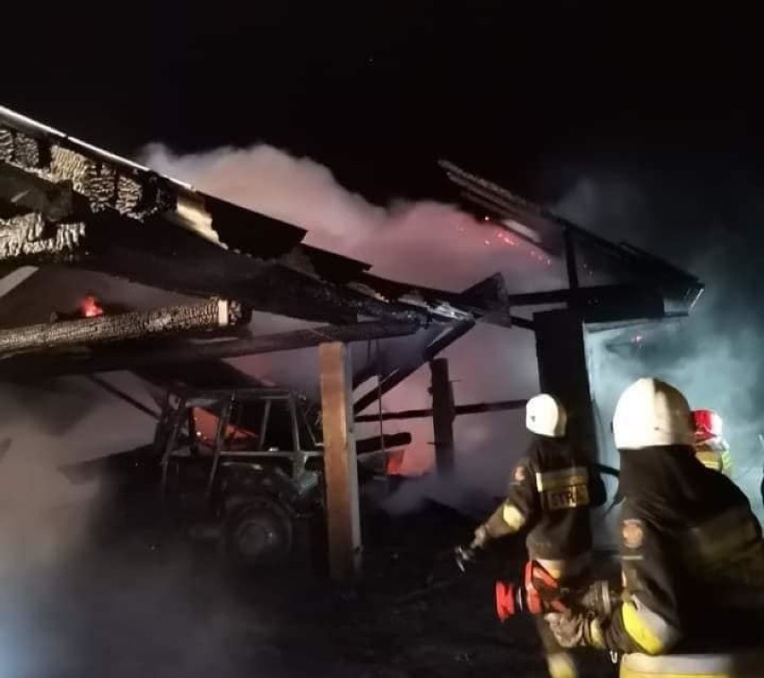Pożar stodoły i budynku gospodarczego w Grabiu (gm....
