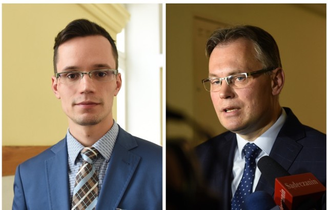 Andrzej Skupień (po lewej) nie spotkał się bezpośrednio z Arkadiuszem Mularczykiem (po prawej) w sądowej sali, bo posła 24 maja reprezentował pełnomocnik. Sąd przyznał rację Skupniowi