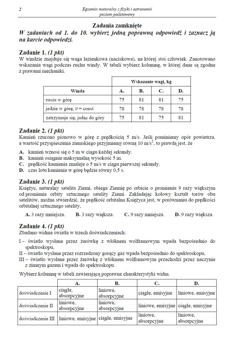 MATURA 2013 z fizyki i astronomii - poziom podstawowy i rozszerzony [arkusze, pytania, odpowiedzi]