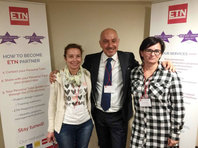 Beata Warszewska, Donato Marino (president of ETN) oraz wicedyrektor ZSP Ewa Mencel