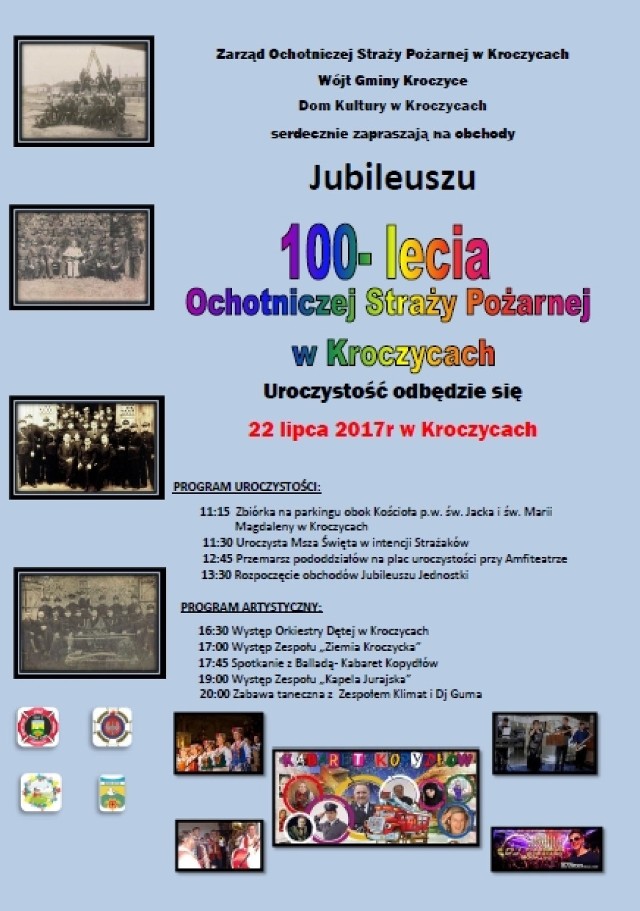 Obchody 100-lecia istnienia OSP Kroczyce zaplanowano na najbliższą sobotę.