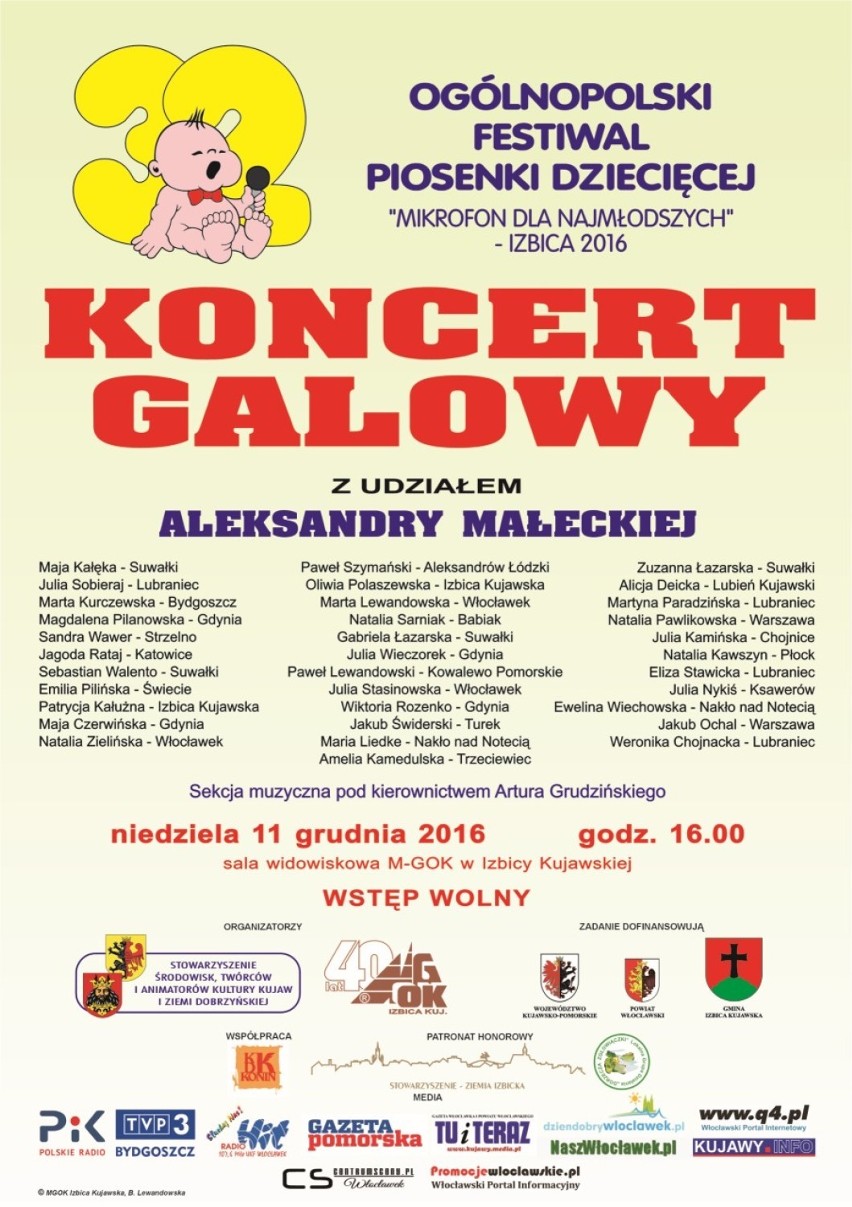Ogólnopolski XXXII Festiwal Piosenki Dziecięcej Mikrofon dla najmłodszych Izbica Kujawska 2016