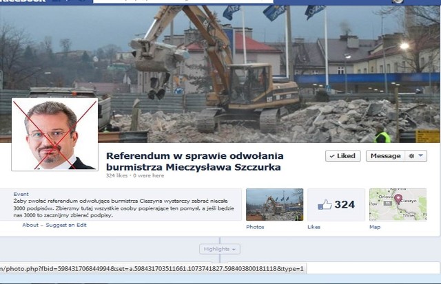 Profil zapowiadający referendum w sprawie odwołania burmistrza Cieszyna na Facebooku pojawił się 23 lipca.